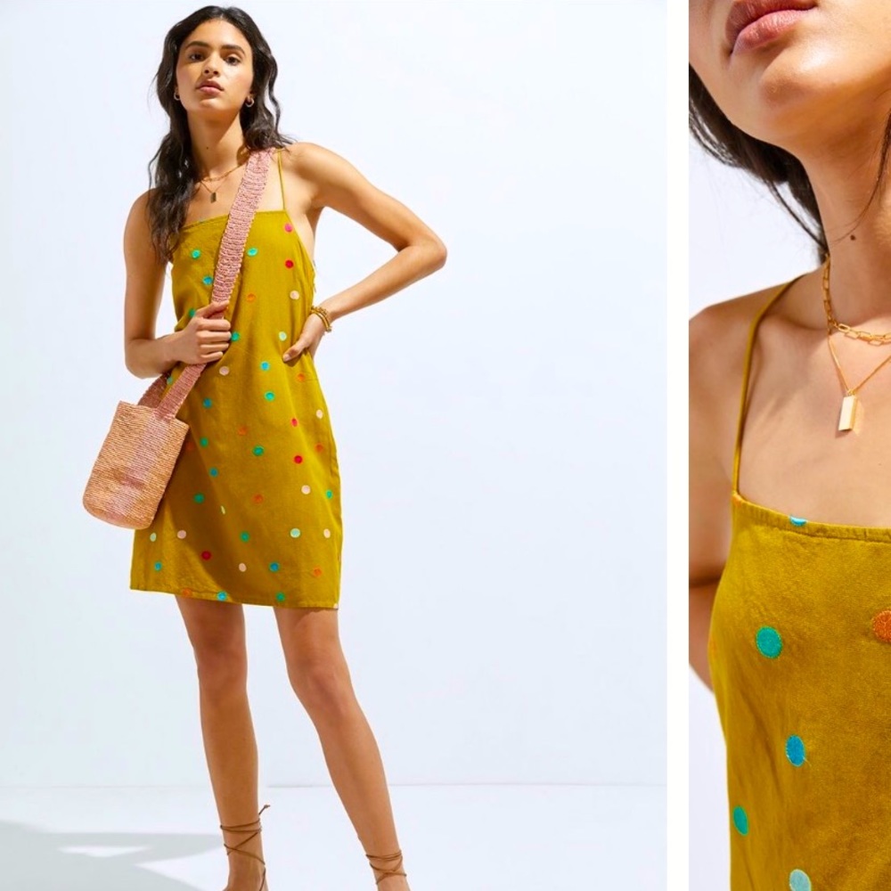 Anthropologie NWT Corey Lynn Calter Embroidered Polka Dot Mini Dress